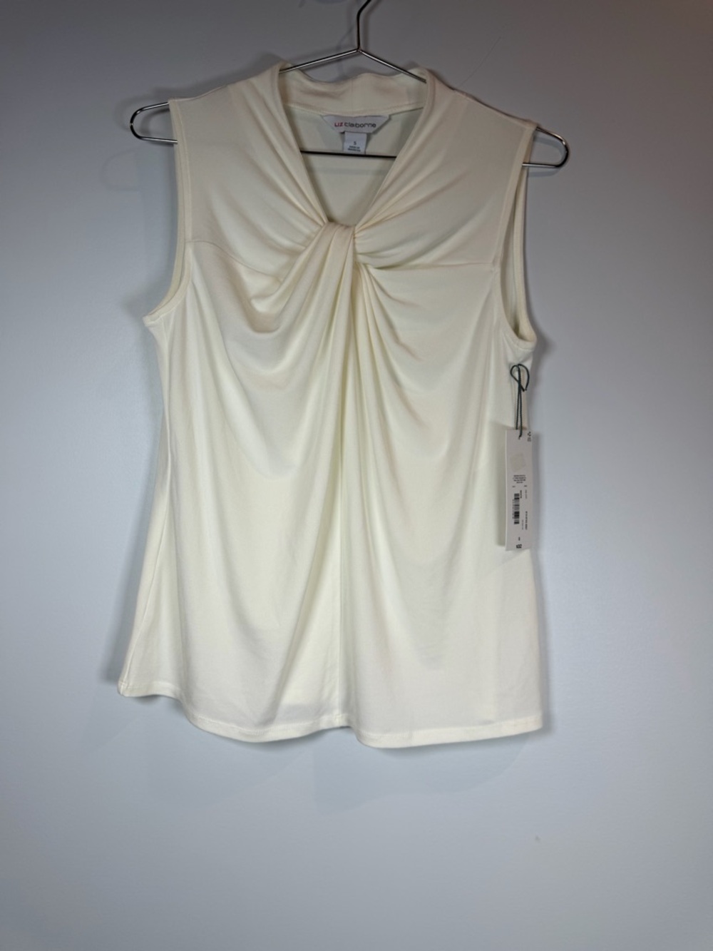 Liz Claiborne Cream Twist-Detail Sleeveless Tank Small